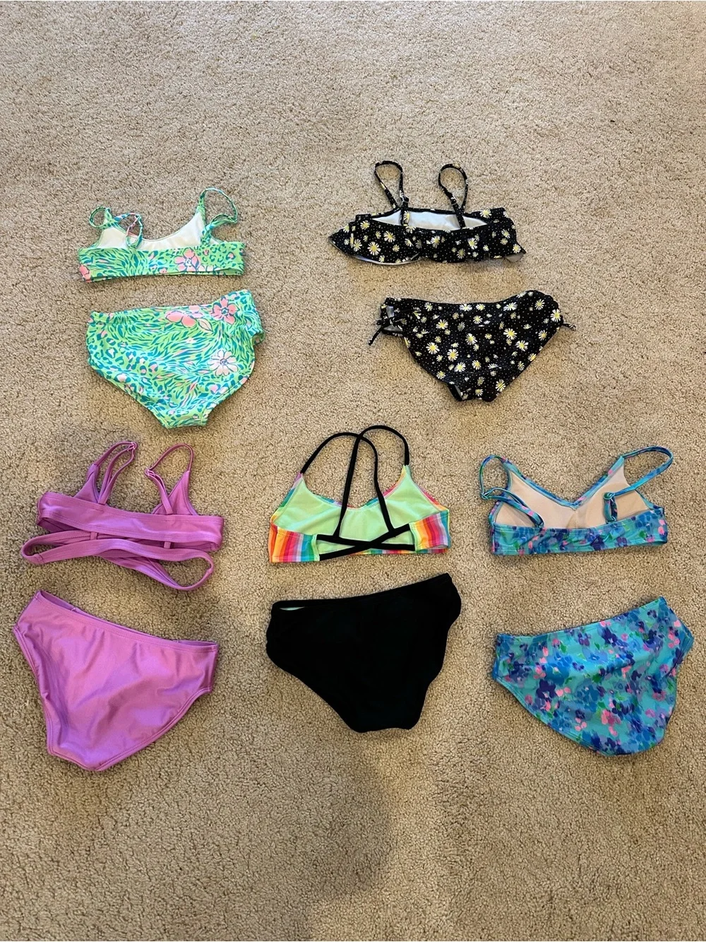 art class Kids Bikini Set Assorted Colors - Black, Green, Pink, Blue, Rainbow